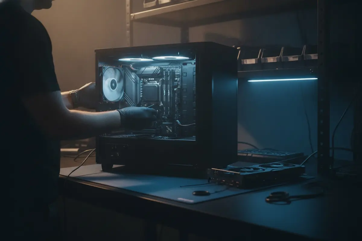 Componentes de una PC gamer con iluminación